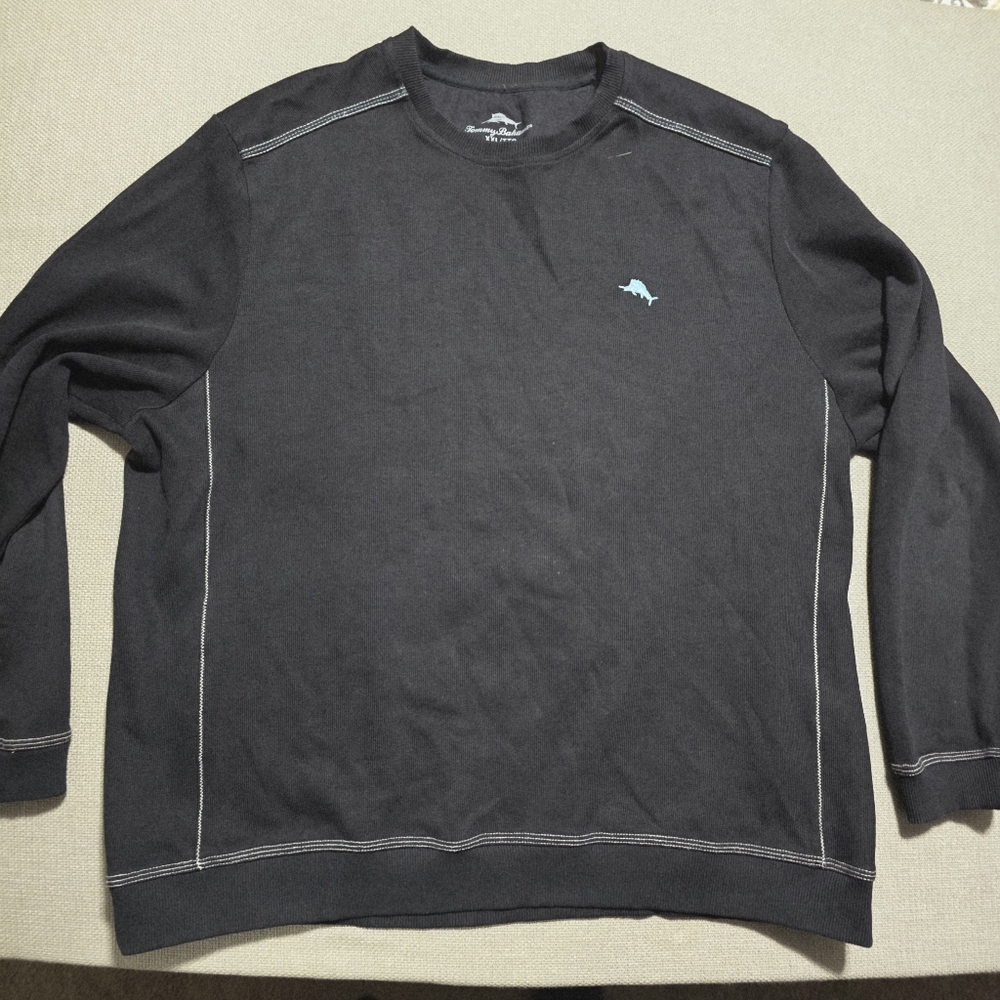 Tommy Bahama Big & Tall Men's Size XXL/TTG Black Pullover Sweatshirt 100% Cotton